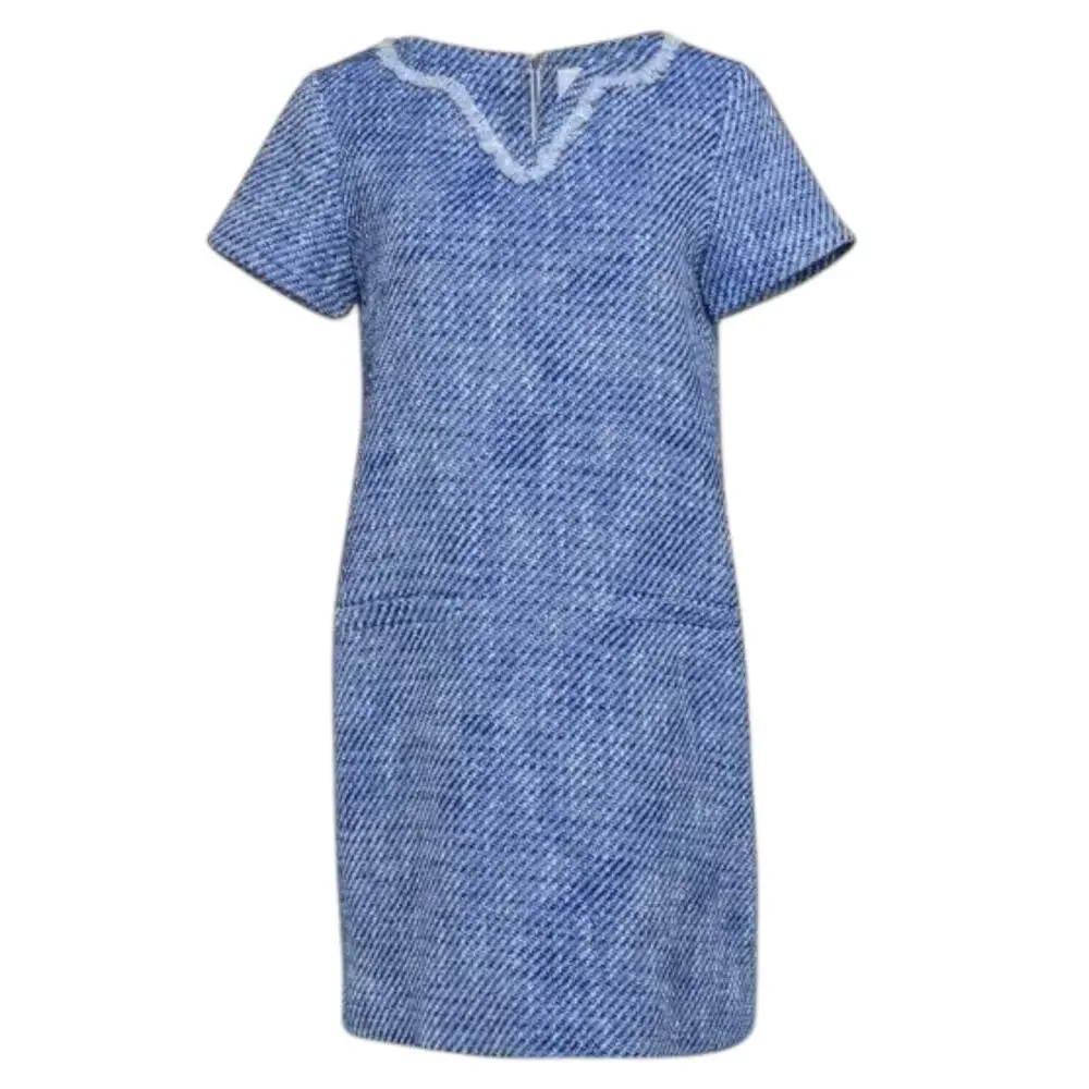 KATE SPADE Tweed Sheath Mini Dress Blue Career Office Cocktail Classic Preppy 4